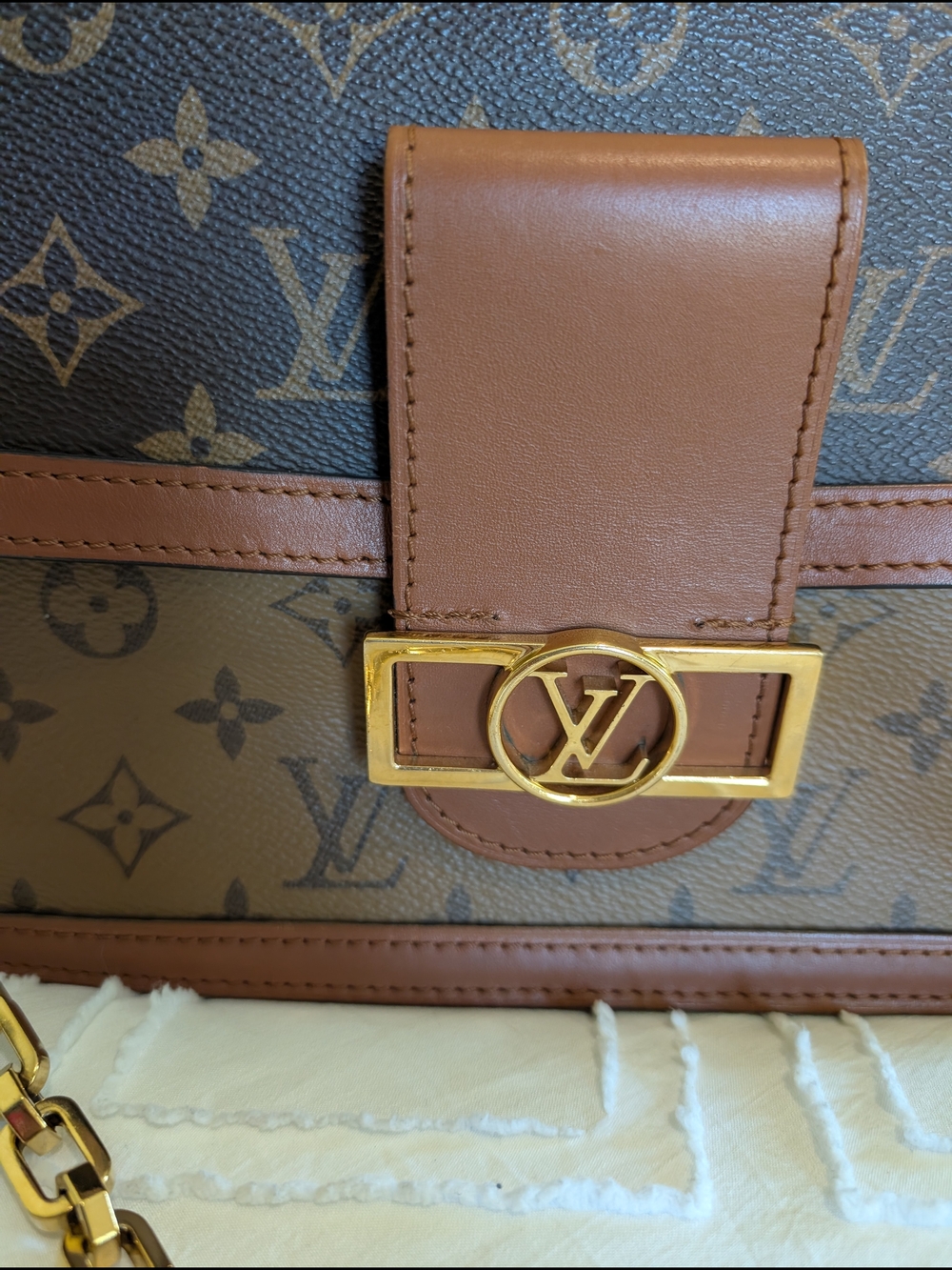 Louis Vuitton 2019 Monogram Dauphine Crossbody Bag Gold Chain Strap - Picture 11 of 17